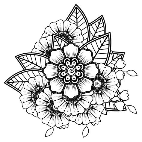 Premium Vector | Flowers in black and white doodle art for coloring book