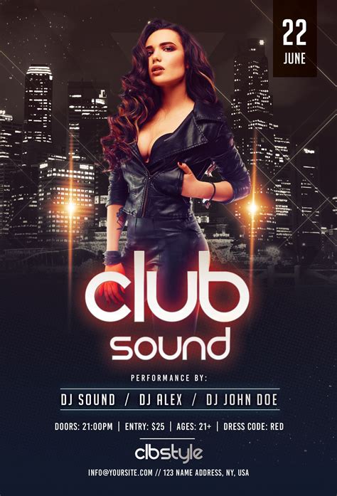 Club Sound Night PSD Free Flyer Template - PixelsDesign | Free psd ...