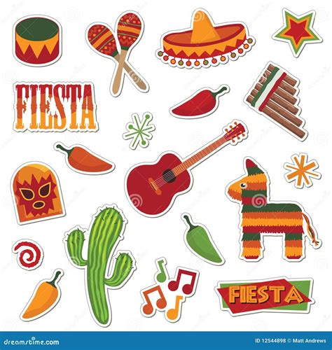 Mexican stickers stock vector. Illustration of clip, mask - 12544898