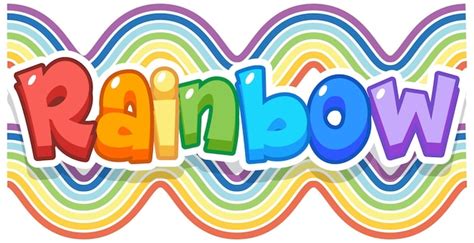 Free Vector | Rainbow word logo on rainbow wave background