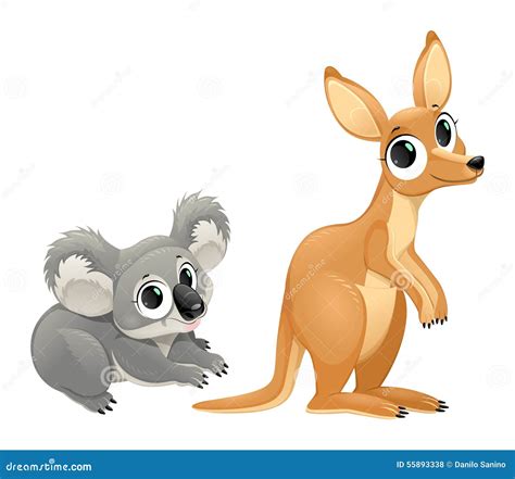 Funny Marsupials, Koala And Kangaroo Stock Vector - Image: 55893338