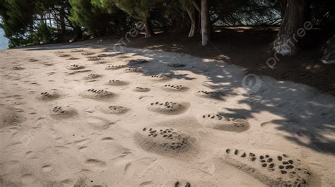 Pasir Pantai Dengan Beberapa Jejak Kaki Hewan Di Dalamnya, Jejak Kaki ...