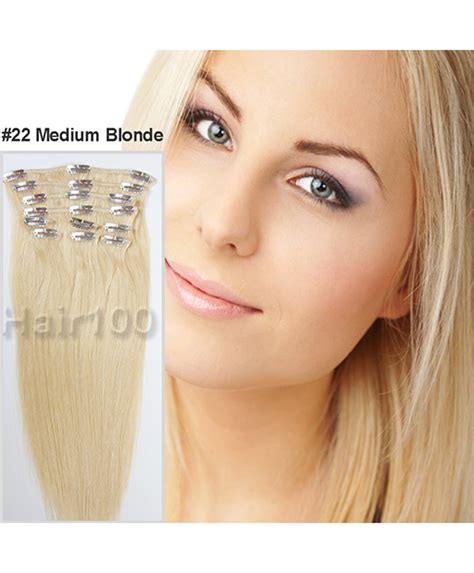 Clip in Hair Extensions Medium Blonde is available from hair100 Now!