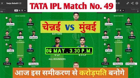 MI vs CSK dream11 team | Chennai super kings vs Mumbai Indians match ...