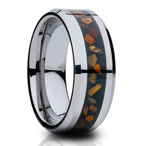 Tiger Eye Tungsten Ring,Tiger Eye Inlay,Silver Tungsten Ring ...