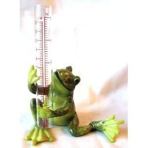 Solar Light Frog w Umbrella Rain Gauge Garden Statue Outdoor Lawn Yard ...