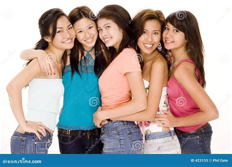 Five Friends #1 stock image. Image of group, girls, studio - 423153