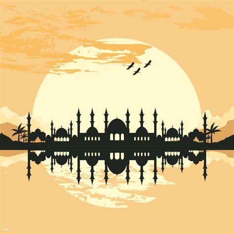 Mosque Silhouette with Mountains and Sunset in the Background 36470040 ...