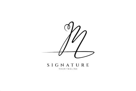 Premium Vector | M initial letter signature logo with love or heart ...