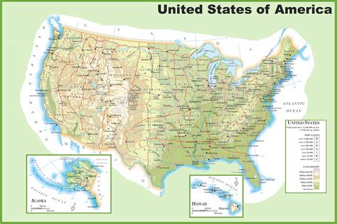 Usa Map With Physical Features - United States Map