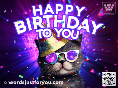 Cute Cat Happy Birthday Gif » WordsJustforYou.com - Original Creative ...