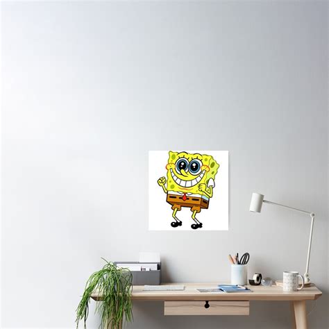 "spongebob excited meme sticker " Poster by Grace-Cop | Redbubble