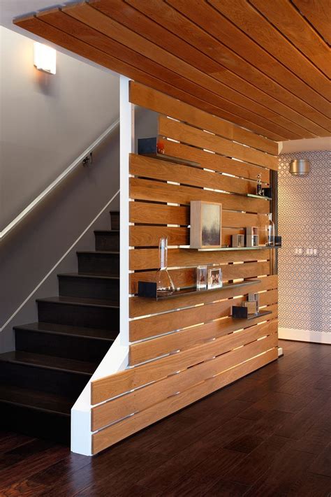 Wood Slat Wall & Ceiling Installation | Staircase remodel, Basement ...