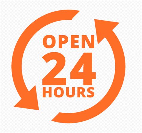 Open 24 Hours Orange Logo Icon Sign Image PNG | Citypng