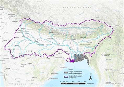 The Ganges Brahmaputra delta in Bangladesh within the larger river ...