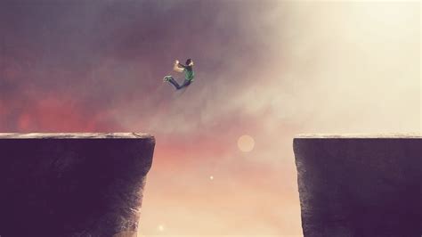 cliff, Jumping, Artwork, Men