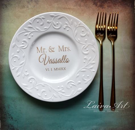 Personalized Cake Plate and Forks Set Dessert Fork Set Wedding - Etsy