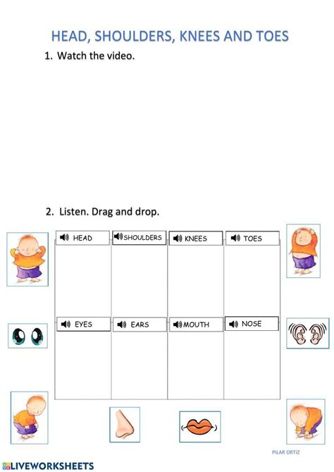 Head, shoulders, knees and toes song worksheet | Live Worksheets ...