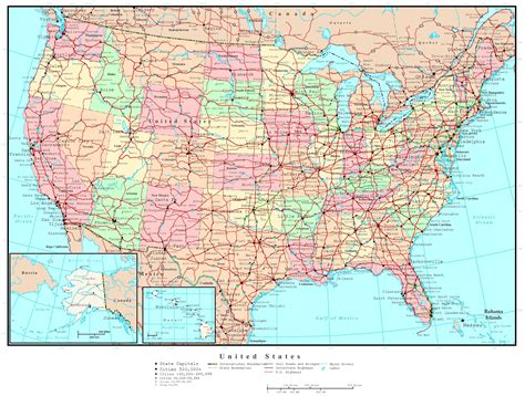 50 States Map With Cities