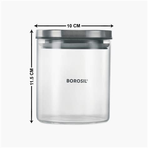 BOROSIL 2- Piece Classic Jar with Lid Set - 600ml | Transparent | Glass