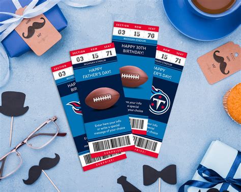 Digital Tennessee Colors Sport Surprise Ticket Gift Football - Etsy