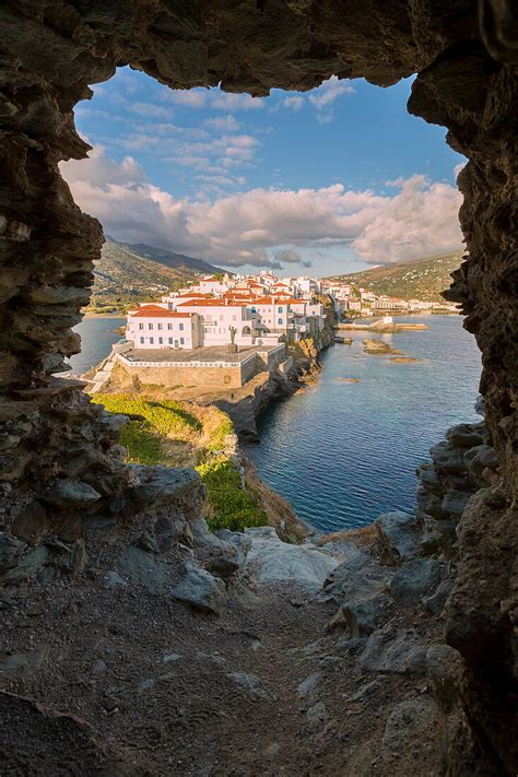 Andros village at sunrise viewed from an … – License image – 71339202 ...