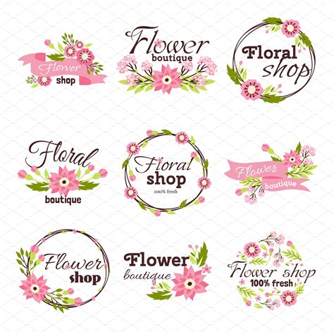 Bright logo for flower shop vector | Decorative Illustrations ...