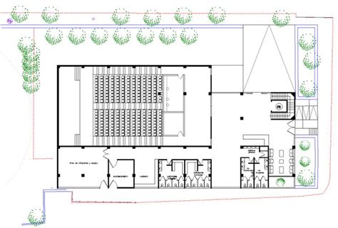 Seminar hall detail working plan in dwg file. | Multipurpose hall, How ...