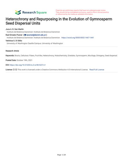 (PDF) Heterochrony and Repurposing in the Evolution of Gymnosperm Seed ...