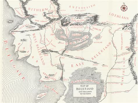 Map of Beleriand and the Lands to the North - Tolkien Gateway