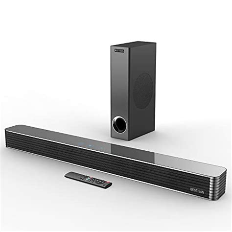 Sound Bar, BESTISAN Soundbar with Subwoofer, 150W 110dB Wired ...