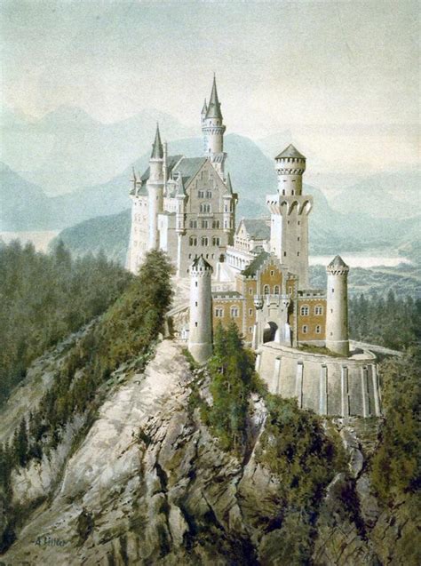 Neuschwanstein Castle, unknown artist, painting, 1914 : r/Art