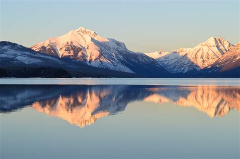 Download Nature Winter Reflection USA Mountain Montana Glacier National ...