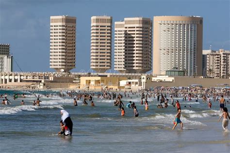 Tripoli, Libya - Mediterranean Beach Scene, Summer, Corinthia Hotel ...