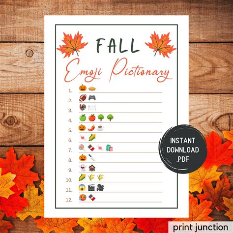 Fall Emoji Pictionary, Printable Fall Party Games, Fall Activities for ...