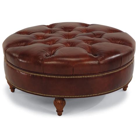 Round Leather Ottoman Coffee Table Brown - Amazon Com Club Furniture ...