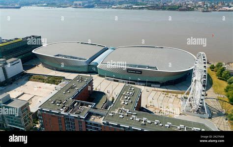 M S Bank Arena Liverpool at the docks - aerial view - LIVERPOOL, UK ...