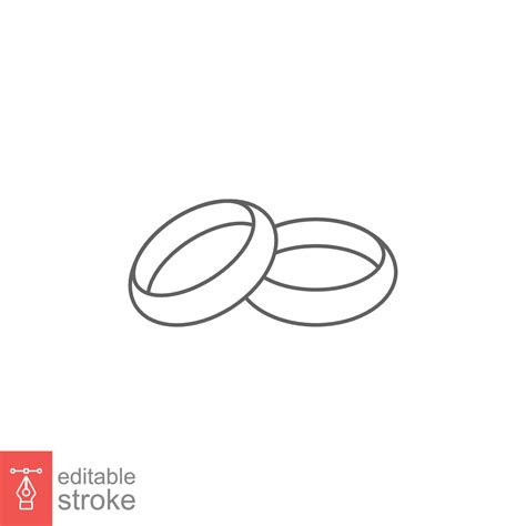 Wedding rings icon. Simple outline style. Two gold rings, married ...