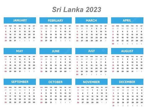 Free Printable Sri Lanka 2023 Calendar with Holidays [PDF]