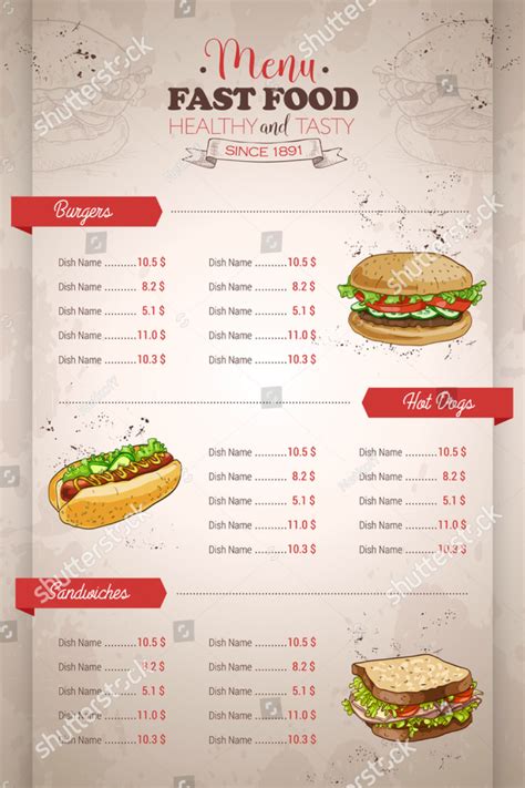 Sandwich Shop Menu Template