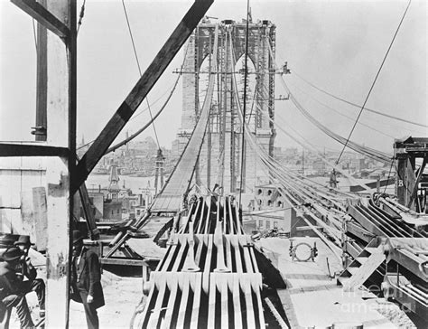 Brooklyn Bridge Under Construction Photograph by Bettmann - Fine Art ...