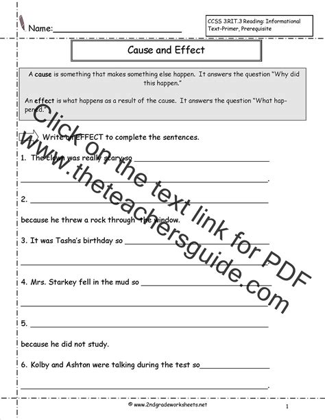 Cause and Effect Worksheets