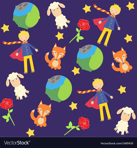 Background with the little prince characters Vector Image