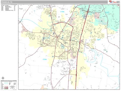 Franklin Tennessee Wall Map (Premium Style) by MarketMAPS - MapSales