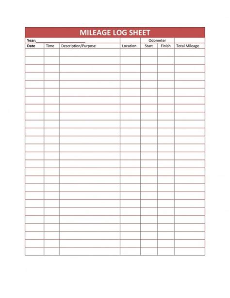 Download Mileage Log Template 05 | Mileage tracker printable, Mileage ...