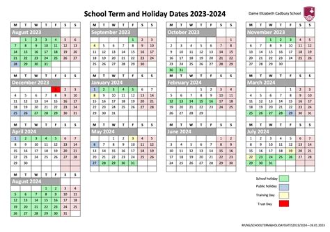 Term Dates – Dame Elizabeth Cadbury School