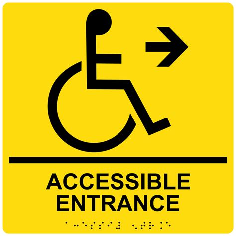 ADA Accessible Entrance Sign With Symbol RRE-32159-99_BLKonYLW