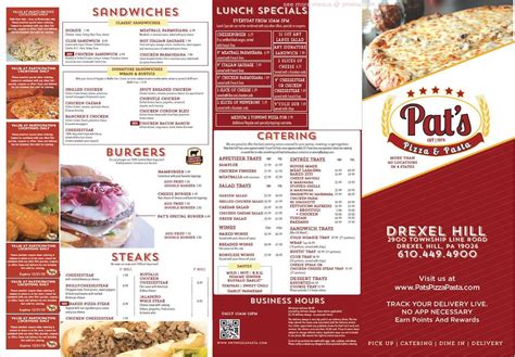 Online Menu of Pat's Pizza & Pasta Restaurant, Drexel Hill ...