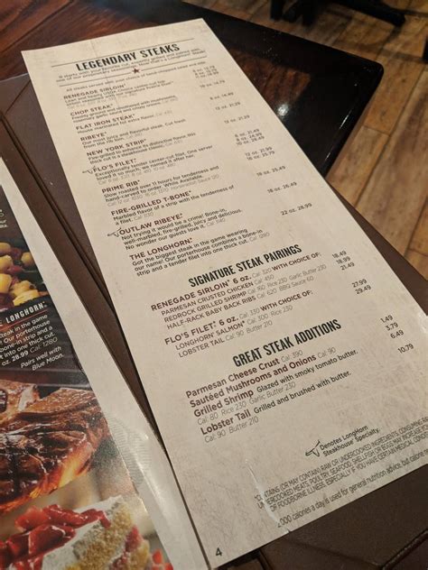 Menu at LongHorn Steakhouse, Moosic, Shoppes Blvd