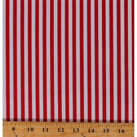 Cotton Red 1/4" Stripes Striped on White Cotton Fabric Print by the ...